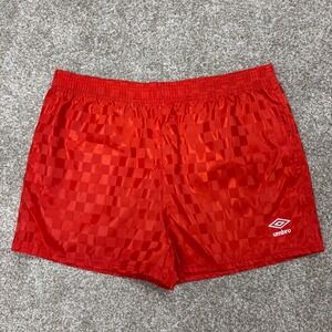 NEW Umbro Soccer Shorts Size XL Red Checkerboard Retro Athletic 3" Inseam